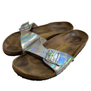 Birkenstock Madrid sandals holo silver iridescent faux leather EU 40 9 9.5